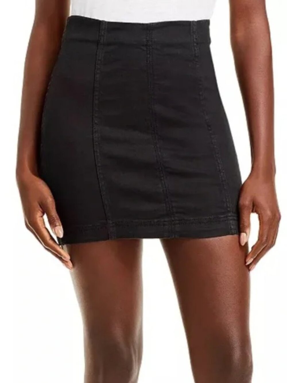 Free People Black Denim Mini Skirt